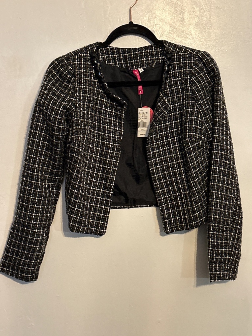 NWT: Heart Soul Black and White Tweed Blazer